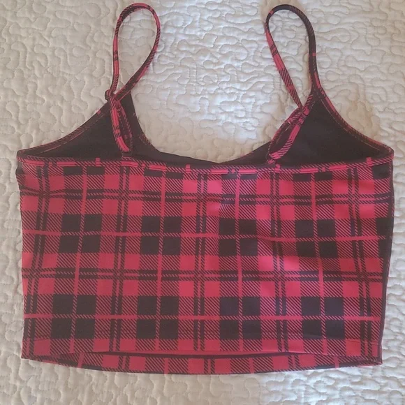 NEW BEACHRIOT LIBBY PLAID PRINT SPORTS BRA IN MERRY PLAID - Picture 4 of 9